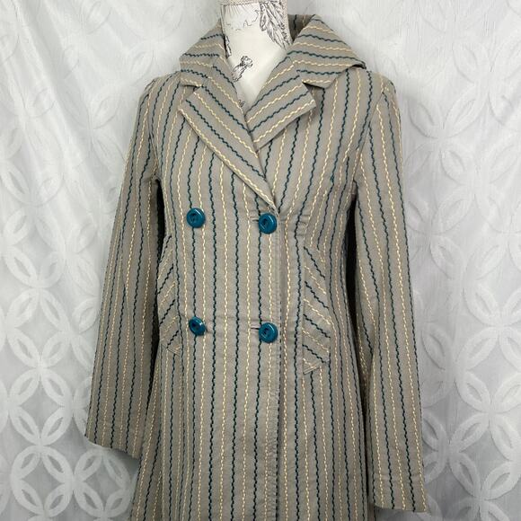 Anthropologie Tulle Embroidered Pattern Peacoat Dress Jacket Size XS NWT - Picture 5 of 14